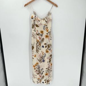 Reformation Kourtney Midi Dress Sleeveless High Slit Frolic Floral Cream Size 8